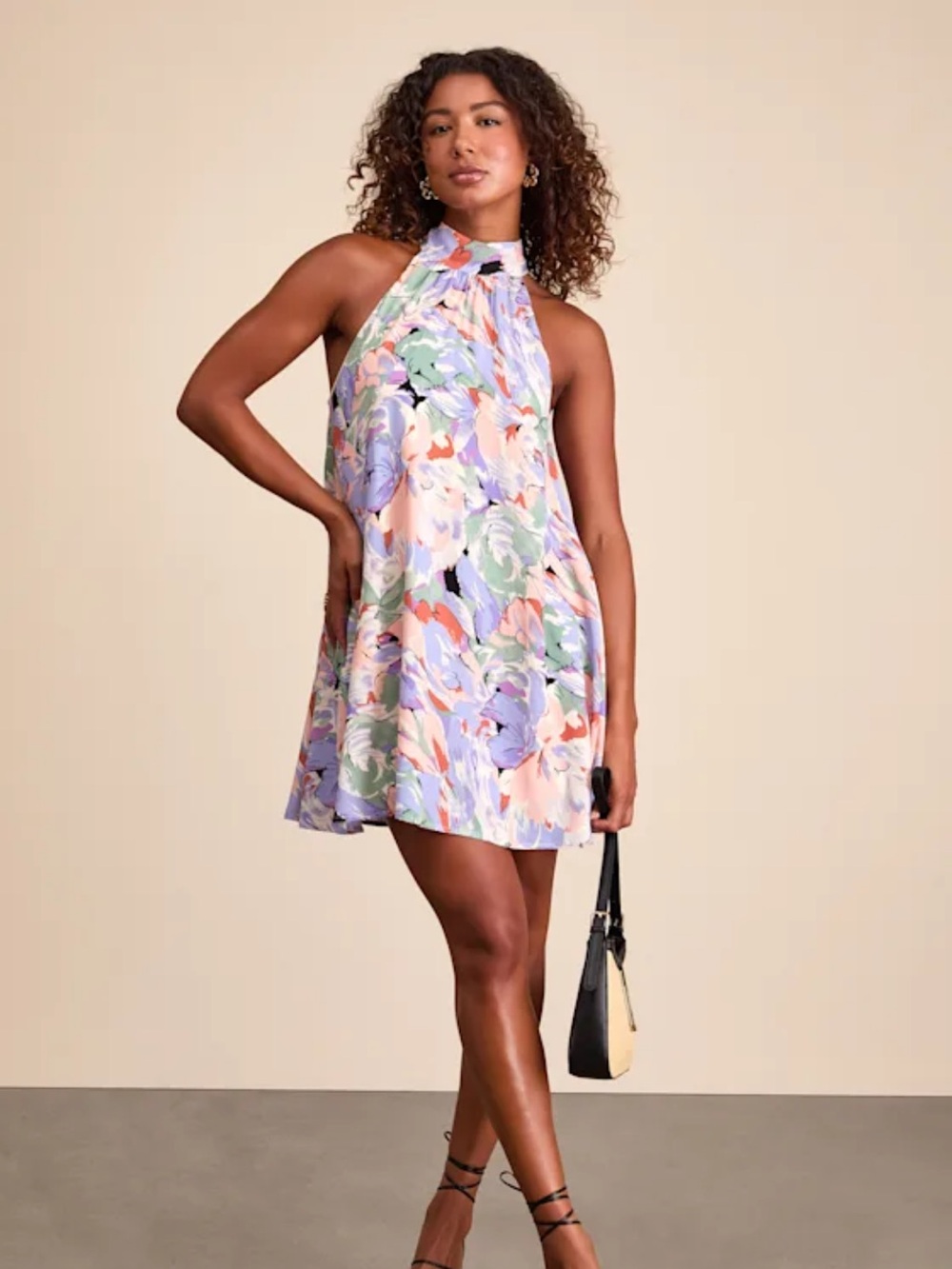 Lulus Tied Back To You Lavender Multi Floral Print Mini Shift Dress - Picture 4 of 16